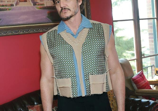 blouse clothing couch furniture vest adult male man person face