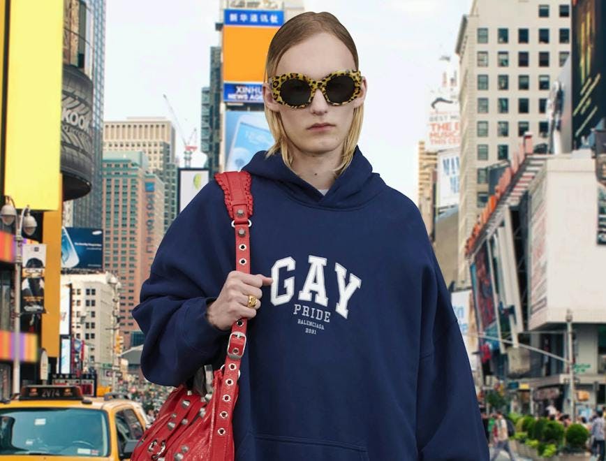 clothing person car transportation sunglasses accessories sweatshirt sweater metropolis building