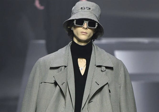clothing apparel suit overcoat coat sunglasses accessories accessory person female